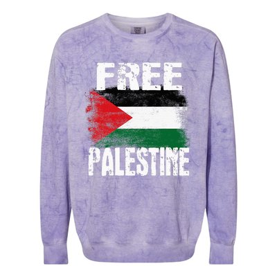 Free Palestine Arabic Big Palestine Flag Free Gaza Colorblast Crewneck Sweatshirt