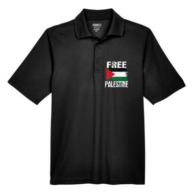 Free Palestine Arabic Big Palestine Flag Free Gaza Men's Origin Performance Pique Polo