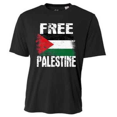 Free Palestine Arabic Big Palestine Flag Free Gaza Cooling Performance Crew T-Shirt