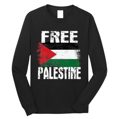 Free Palestine Arabic Big Palestine Flag Free Gaza Long Sleeve Shirt