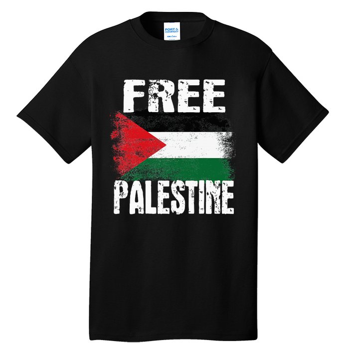 Free Palestine Arabic Big Palestine Flag Free Gaza Tall T-Shirt