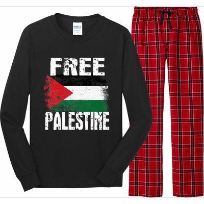 Free Palestine Arabic Big Palestine Flag Free Gaza Long Sleeve Pajama Set