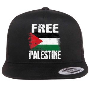 Free Palestine Arabic Big Palestine Flag Free Gaza Flat Bill Trucker Hat