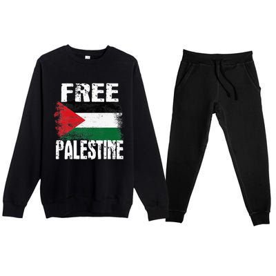 Free Palestine Arabic Big Palestine Flag Free Gaza Premium Crewneck Sweatsuit Set