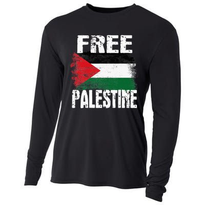 Free Palestine Arabic Big Palestine Flag Free Gaza Cooling Performance Long Sleeve Crew