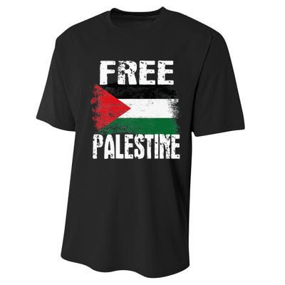 Free Palestine Arabic Big Palestine Flag Free Gaza Performance Sprint T-Shirt