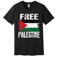 Free Palestine Arabic Big Palestine Flag Free Gaza Premium T-Shirt