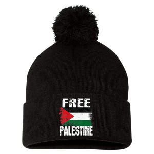 Free Palestine Arabic Big Palestine Flag Free Gaza Pom Pom 12in Knit Beanie