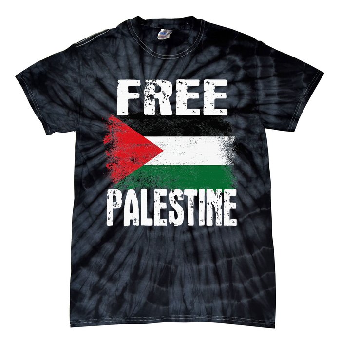 Free Palestine Arabic Big Palestine Flag Free Gaza Tie-Dye T-Shirt