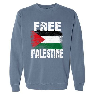 Free Palestine Arabic Big Palestine Flag Free Gaza Garment-Dyed Sweatshirt