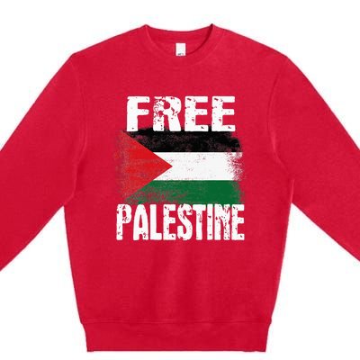 Free Palestine Arabic Big Palestine Flag Free Gaza Premium Crewneck Sweatshirt