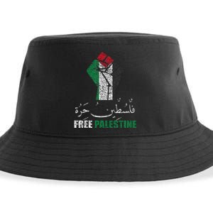 Free Palestine Arabic support Palestine and Gaza Jerusalem   Sustainable Bucket Hat