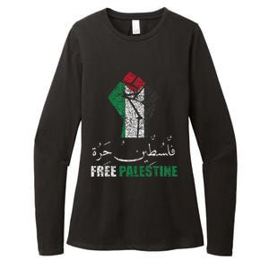 Free Palestine Arabic support Palestine and Gaza Jerusalem   Womens CVC Long Sleeve Shirt