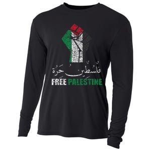 Free Palestine Arabic support Palestine and Gaza Jerusalem   Cooling Performance Long Sleeve Crew