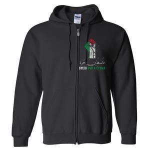 Free Palestine Arabic support Palestine and Gaza Jerusalem   Full Zip Hoodie