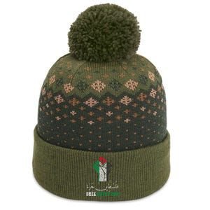 Free Palestine Arabic support Palestine and Gaza Jerusalem   The Baniff Cuffed Pom Beanie