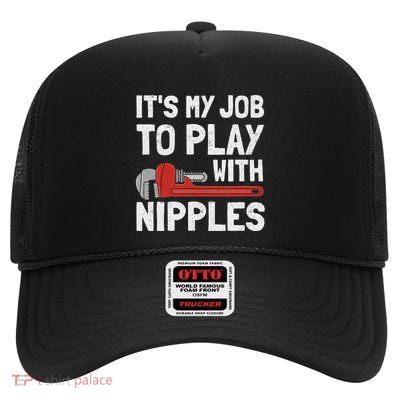 Funny Plumber Art For Women Steamfitter Plumbing Tools High Crown Mesh Back Trucker Hat