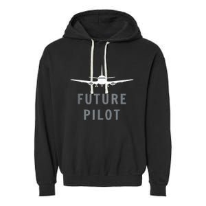 Future Pilot Airplane Pilot Aviation Gift Garment-Dyed Fleece Hoodie