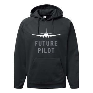 Future Pilot Airplane Pilot Aviation Gift Performance Fleece Hoodie