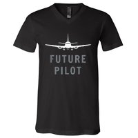 Future Pilot Airplane Pilot Aviation Gift V-Neck T-Shirt