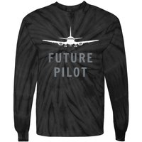 Future Pilot Airplane Pilot Aviation Gift Tie-Dye Long Sleeve Shirt