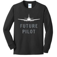 Future Pilot Airplane Pilot Aviation Gift Kids Long Sleeve Shirt