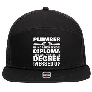 Funny Plumber Art For Pipefitter Pipe Plumber 7 Panel Mesh Trucker Snapback Hat