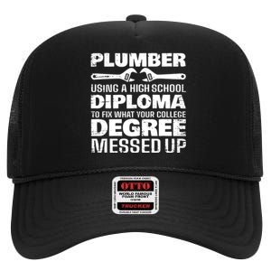 Funny Plumber Art For Pipefitter Pipe Plumber High Crown Mesh Back Trucker Hat