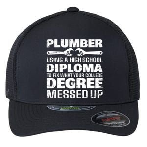 Funny Plumber Art For Pipefitter Pipe Plumber Flexfit Unipanel Trucker Cap