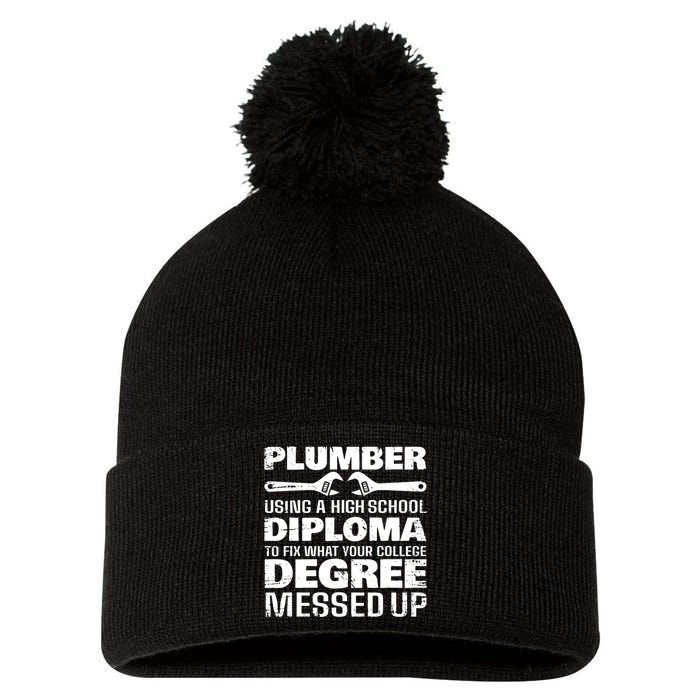 Funny Plumber Art For Pipefitter Pipe Plumber Pom Pom 12in Knit Beanie