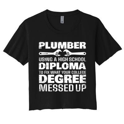 Funny Plumber Art For Pipefitter Pipe Plumber Women's Crop Top Tee