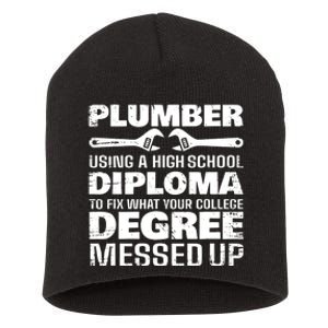 Funny Plumber Art For Pipefitter Pipe Plumber Short Acrylic Beanie