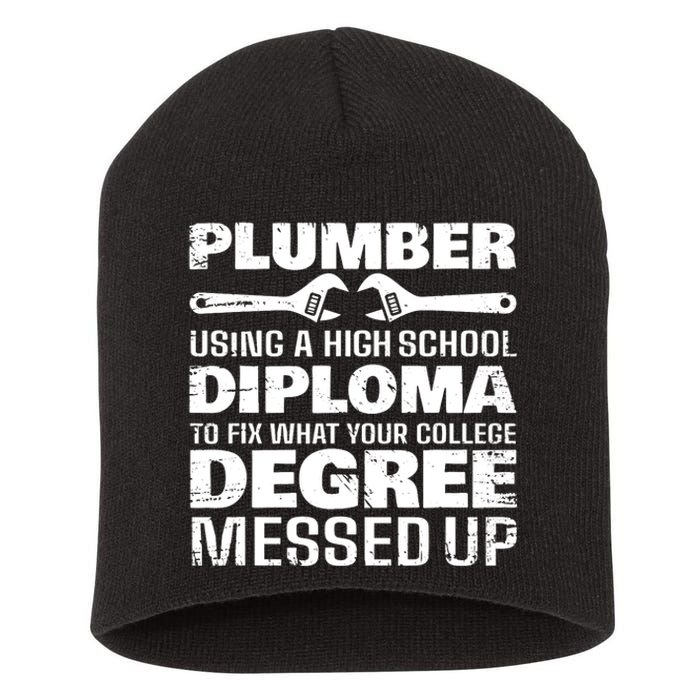 Funny Plumber Art For Pipefitter Pipe Plumber Short Acrylic Beanie