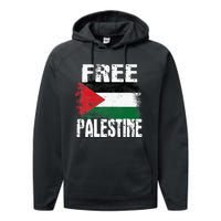 Free Palestine Arabic big Palestine Flag Free Gaza  Performance Fleece Hoodie