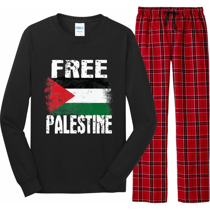 Free Palestine Arabic big Palestine Flag Free Gaza  Long Sleeve Pajama Set