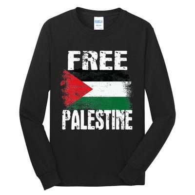 Free Palestine Arabic big Palestine Flag Free Gaza  Tall Long Sleeve T-Shirt