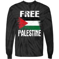 Free Palestine Arabic big Palestine Flag Free Gaza  Tie-Dye Long Sleeve Shirt