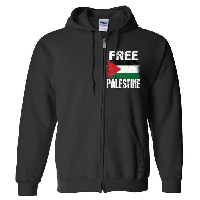 Free Palestine Arabic big Palestine Flag Free Gaza  Full Zip Hoodie