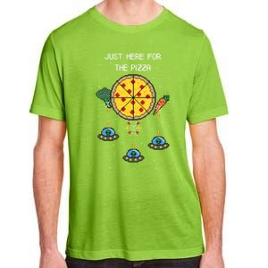 Funny Pixel Arcade Game Alien Just Here For The Pizza Cute Gift Adult ChromaSoft Performance T-Shirt