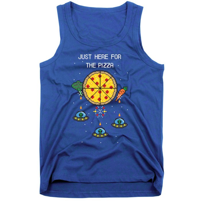 Funny Pixel Arcade Game Alien Just Here For The Pizza Cute Gift Tank Top