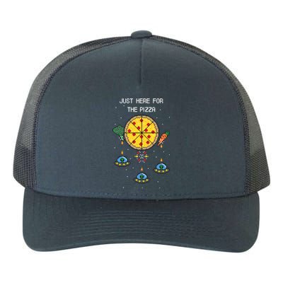 Funny Pixel Arcade Game Alien Just Here For The Pizza Cute Gift Yupoong Adult 5-Panel Trucker Hat