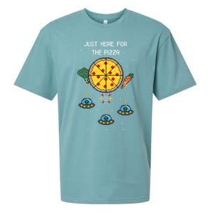 Funny Pixel Arcade Game Alien Just Here For The Pizza Cute Gift Sueded Cloud Jersey T-Shirt