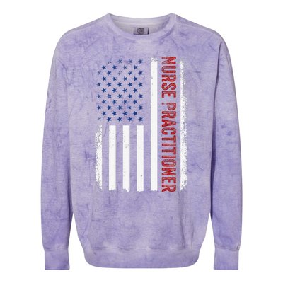 Funny Patriotic American Flag 4th Of July Nurse Practitioner Colorblast Crewneck Sweatshirt