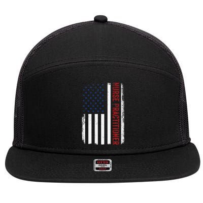 Funny Patriotic American Flag 4th Of July Nurse Practitioner 7 Panel Mesh Trucker Snapback Hat