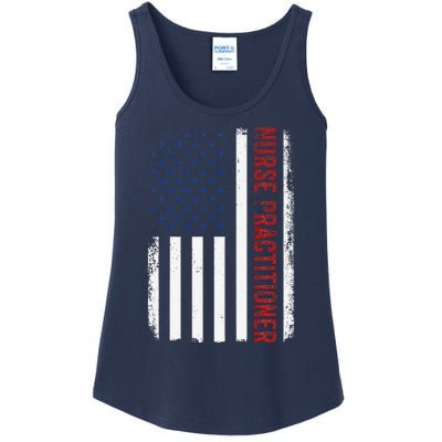 Funny Patriotic American Flag 4th Of July Nurse Practitioner Ladies Essential Tank