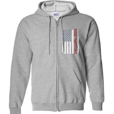 Funny Patriotic American Flag 4th Of July Nurse Practitioner Full Zip Hoodie