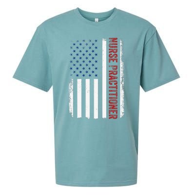 Funny Patriotic American Flag 4th Of July Nurse Practitioner Sueded Cloud Jersey T-Shirt