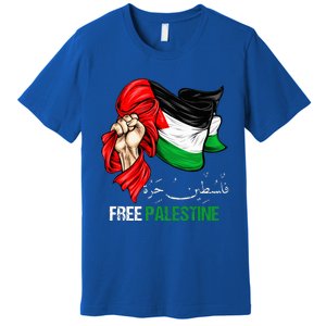 Free Palestine Arabic Palestine Flag Premium T-Shirt