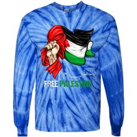 Free Palestine Arabic Palestine Flag Tie-Dye Long Sleeve Shirt