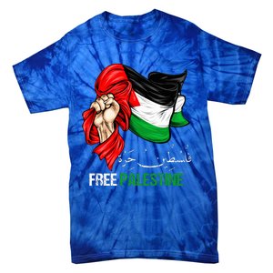 Free Palestine Arabic Palestine Flag Tie-Dye T-Shirt